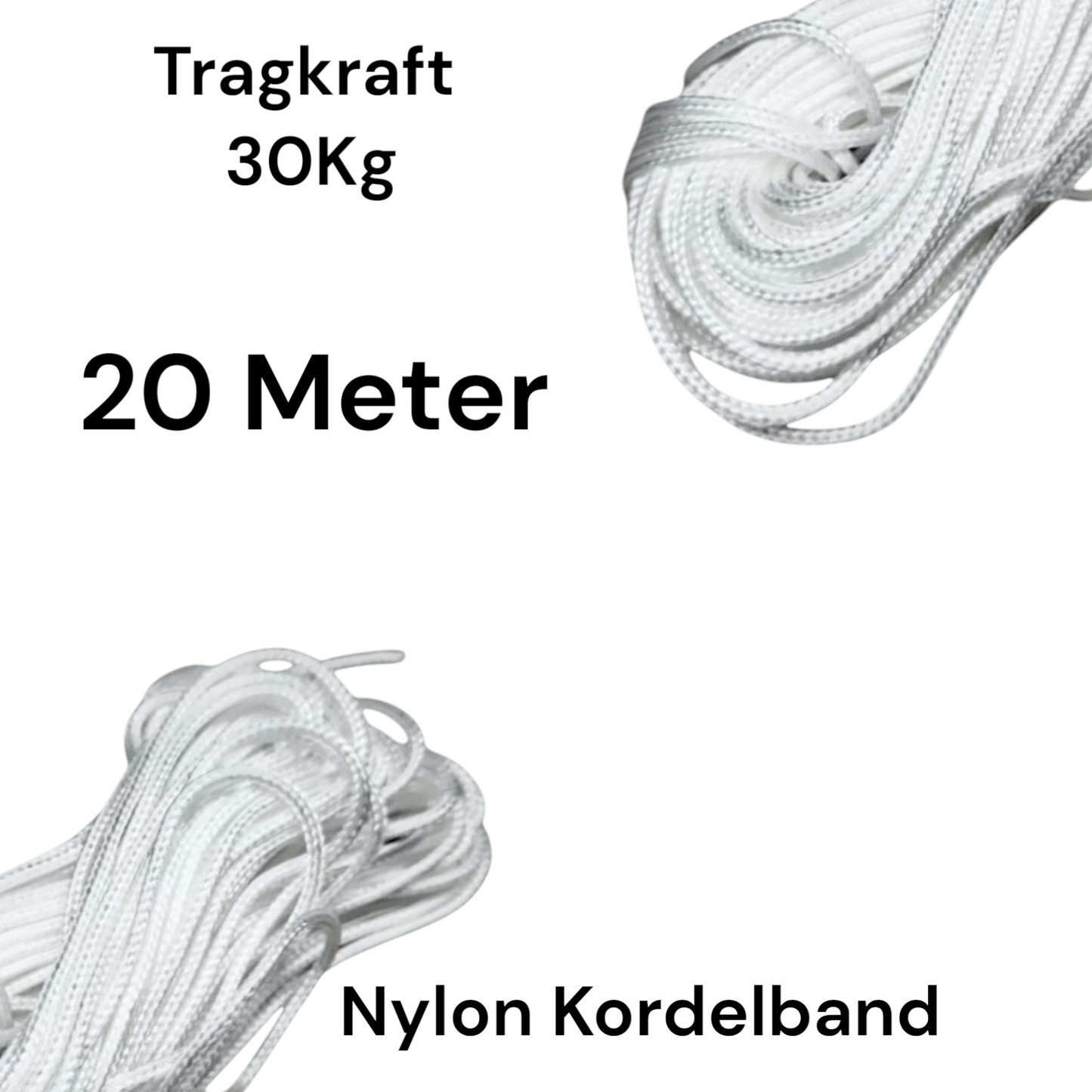 Kordelband in Weiß Universelle Schnur für Camping Elastisch und Reißfest bis 30 kg