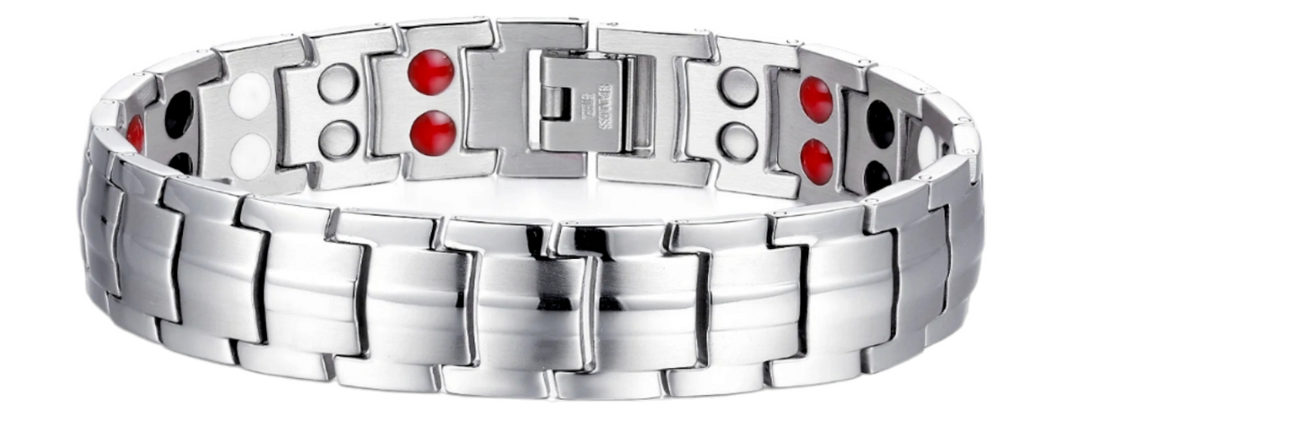 Herren Armband Magnetarmband Magnetfeld Silber Schwarz Gold
