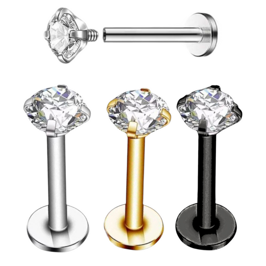 Lippenpiercing Labret Kristall Tragus Helix Ohr Medusa Universal Silber