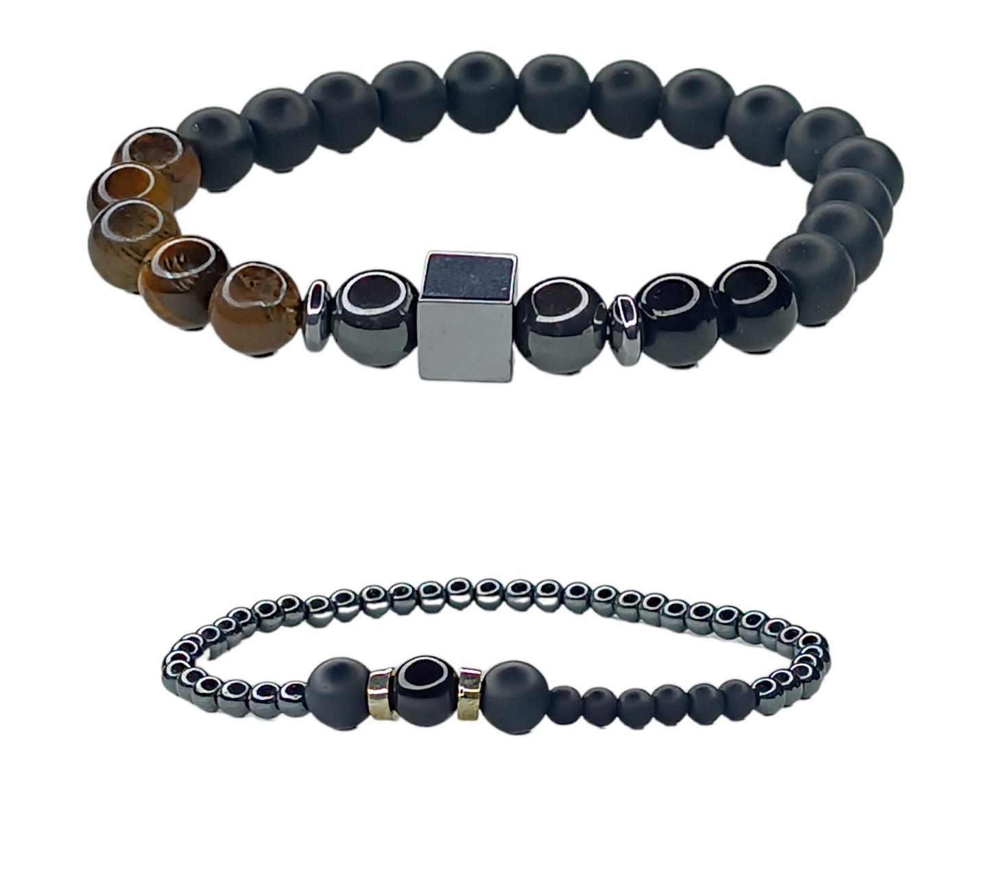 2er SET PARTNERARMBAND Freundschaftsarmbänder in Naturstein Optik