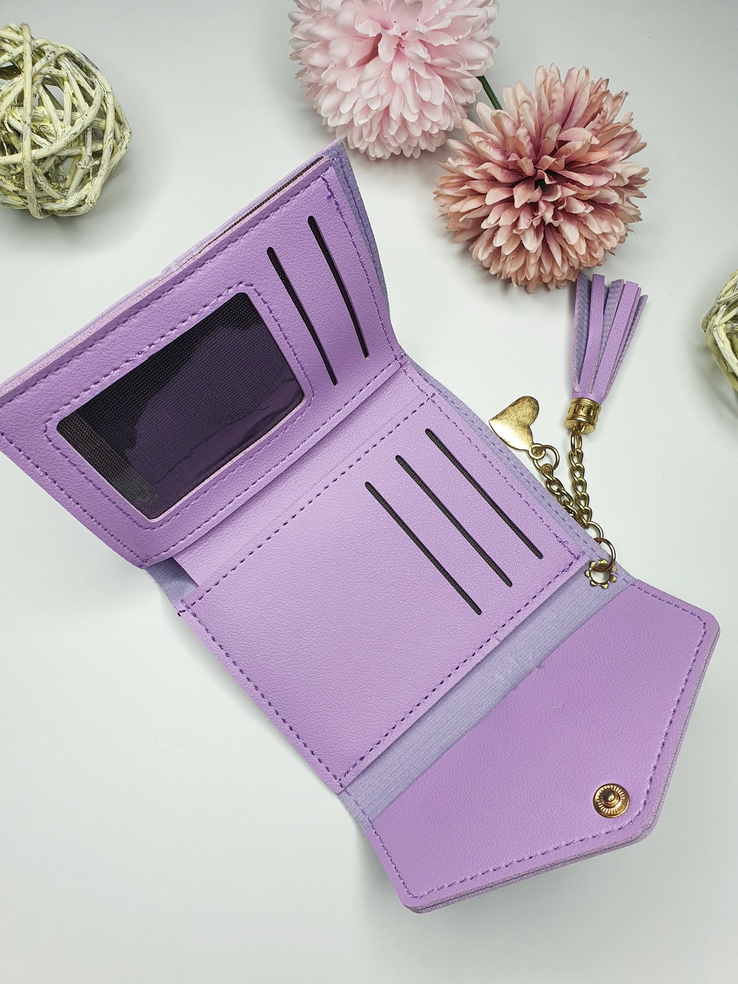 Damen Kleine Geldörse Portemonnaie Brieftasche Schwarz Rosa