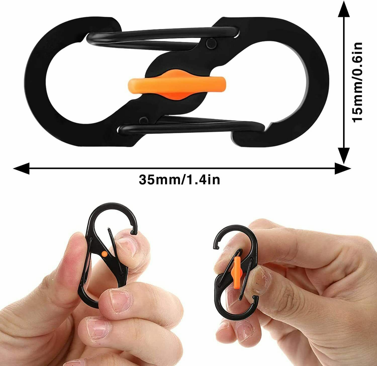 Mini Karabiner Karabinerhaken MicroLock S-Biner Doppelkarabiner klein DE