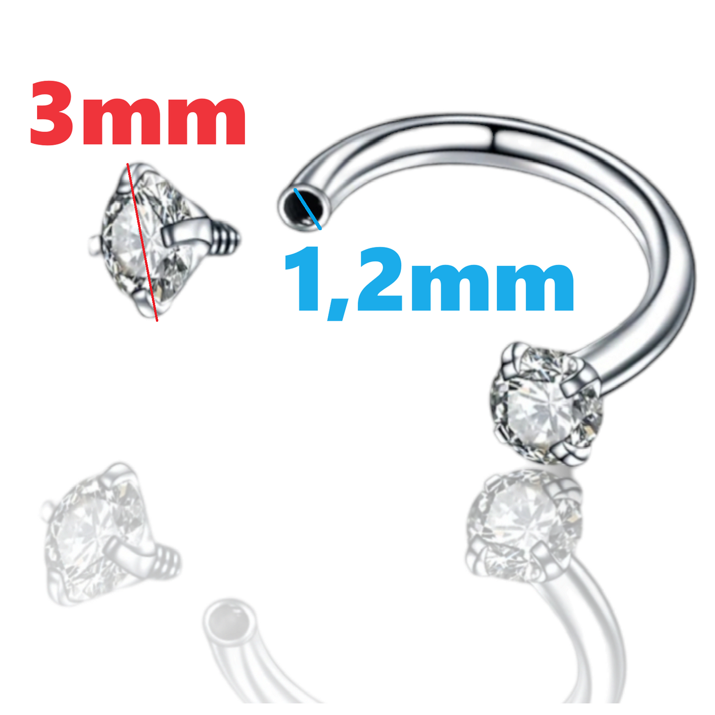 Hufeisenpiercing mit Stein Zirkon