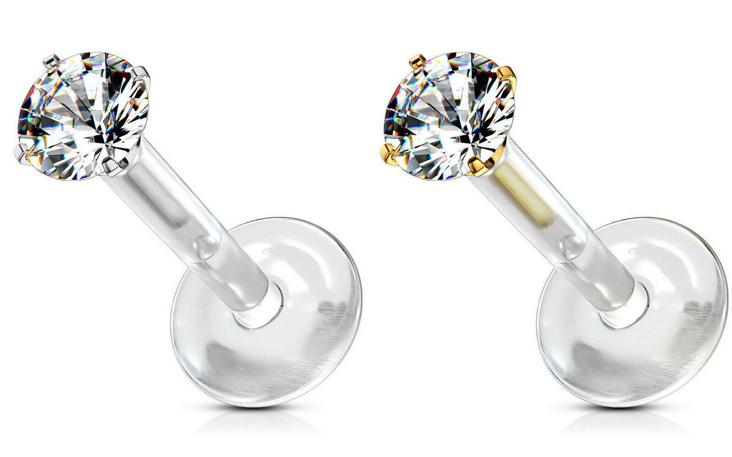 2x Lippenpiercing Bioflex Labret MONROE MADONNA Zirkonia 1,2mm