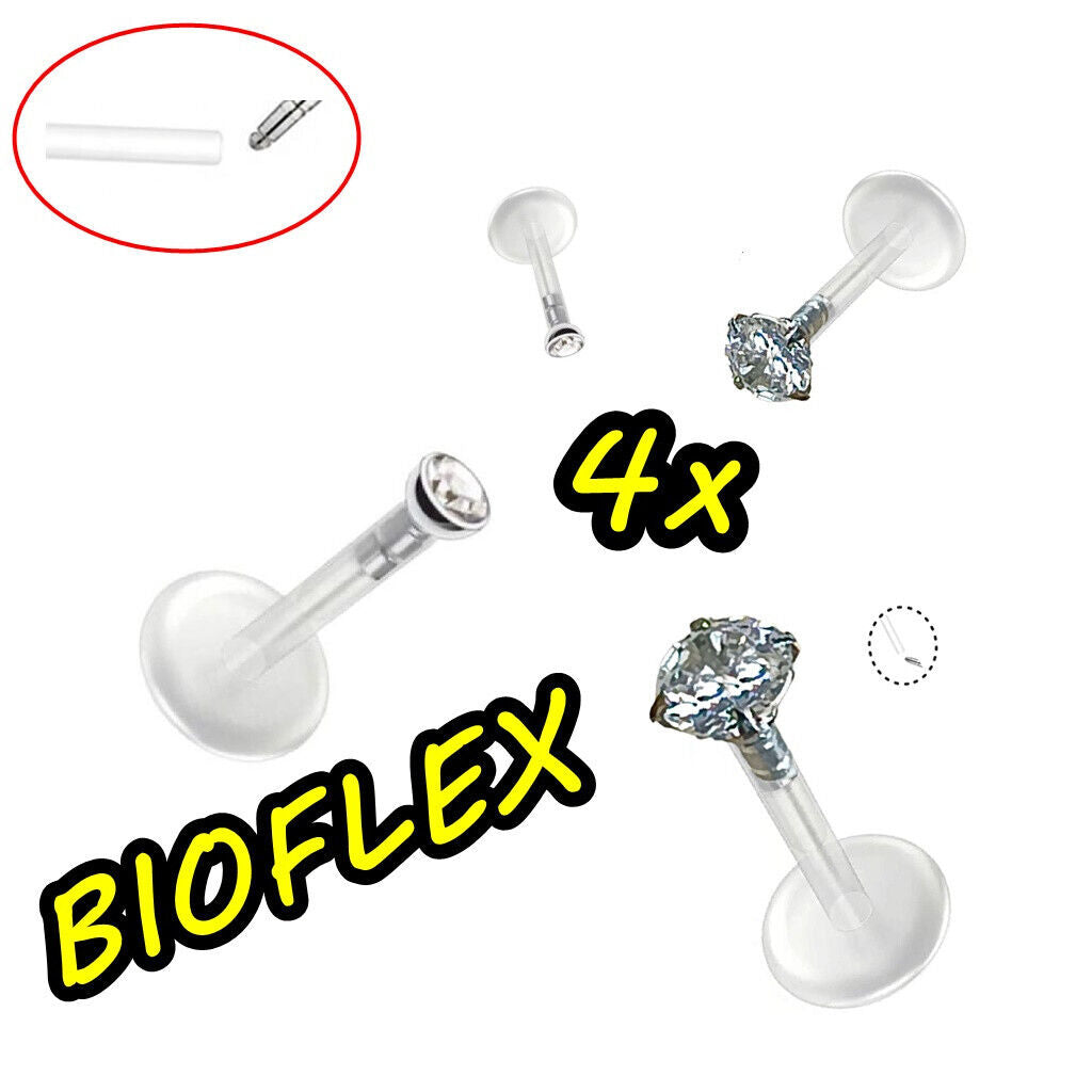Lippenpiercing Bioflex Labret Medus 2 Varianten (4er Set)