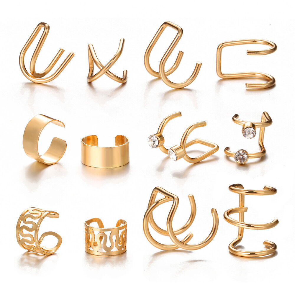 12-teiliges Ohrklemmen Set Ohrmanschette Knorpel Ohrclip-Set, Edelstahl-Ohrclip