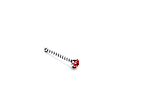 Nasen Piercing Stecker gerade mit Kristall Nose stud Nasenstecker Chirurgenstahl 0,8mm