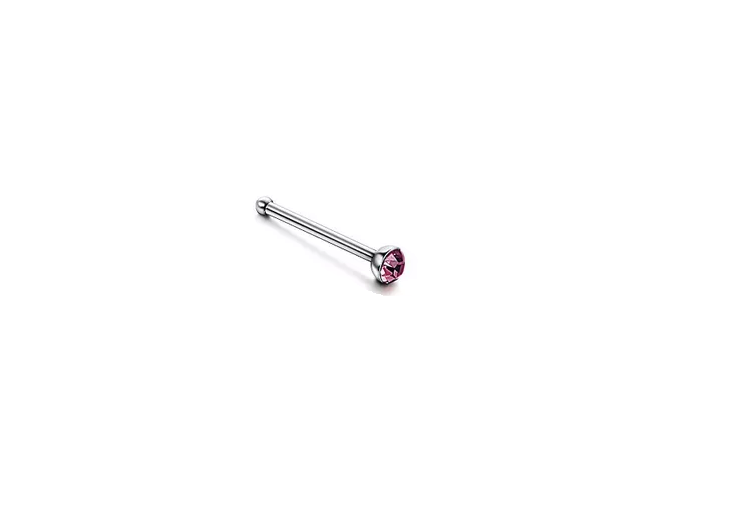 Nasen Piercing Stecker gerade mit Kristall Nose stud Nasenstecker Chirurgenstahl 0,8mm