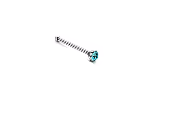 Nasen Piercing Stecker gerade mit Kristall Nose stud Nasenstecker Chirurgenstahl 0,8mm