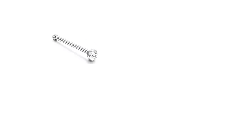 Nasen Piercing Stecker gerade mit Kristall Nose stud Nasenstecker Chirurgenstahl 0,8mm