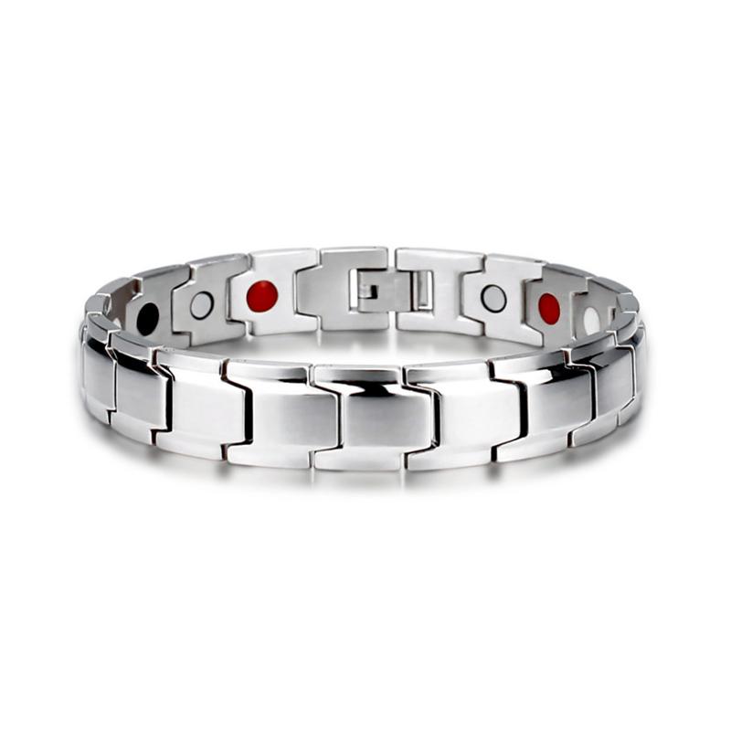 Herren Armband Magnetarmband Magnetfeld Gesnundheit Silber Schwarz