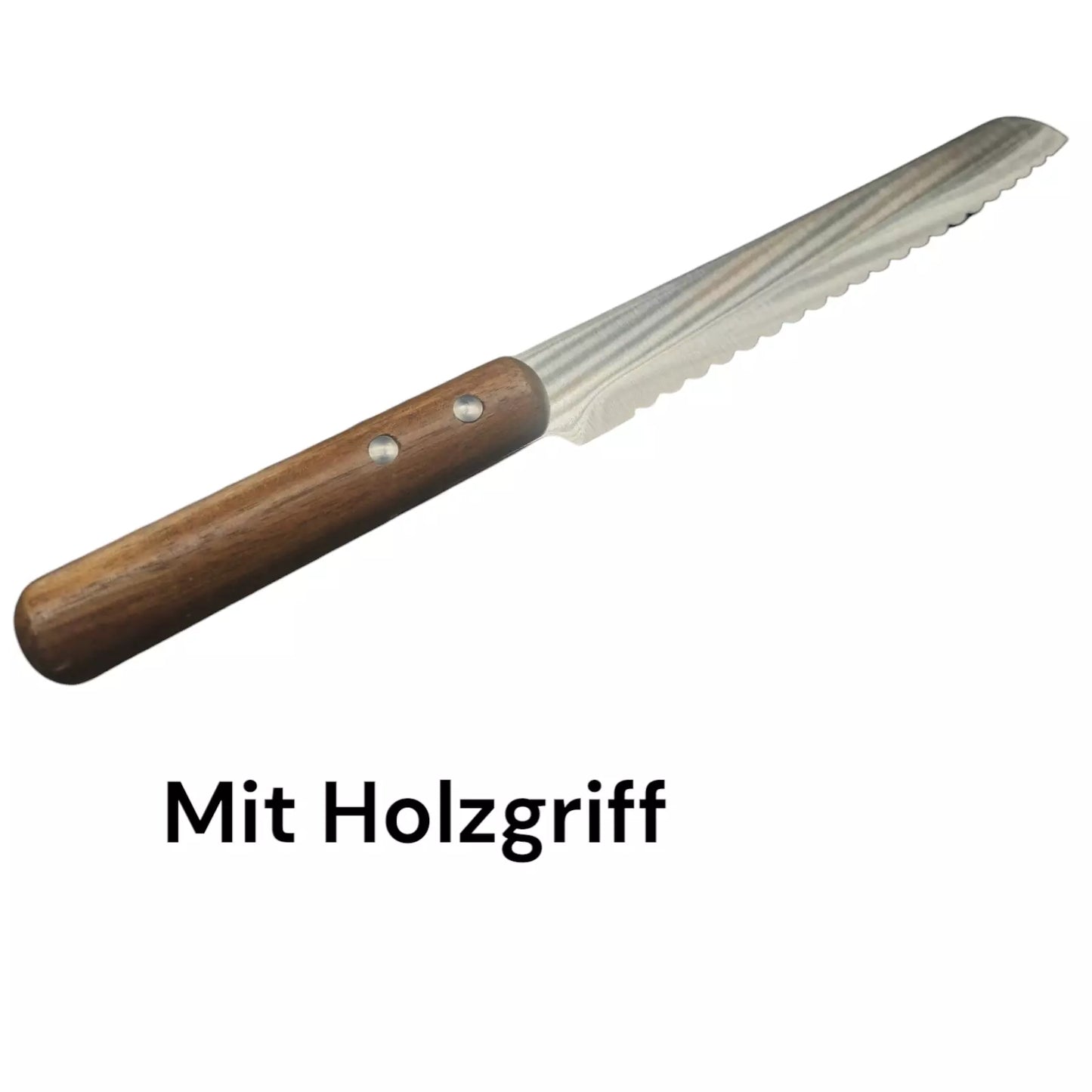 Brotmesser mit 20-cm-Klinge Wellenschliff Griff aus Akazienholz Neu Sehr Scharf