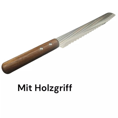 Brotmesser mit 20-cm-Klinge Wellenschliff Griff aus Akazienholz Neu Sehr Scharf