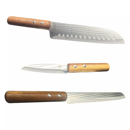Messer Set 3 teile Santokumesser Brotmesser Schälmesser Neu
