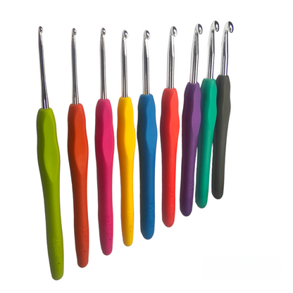Häkelnadel 9teiliges Häkelset Häkeln mit Gummi Softgriff - 9 Größen