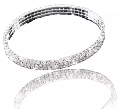 Fußkette mit Strass Glänzend Silber Breit Mäßen