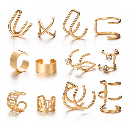 12-teiliges Ohrklemmen Set Ohrmanschette Knorpel Ohrclip-Set, Edelstahl-Ohrclip